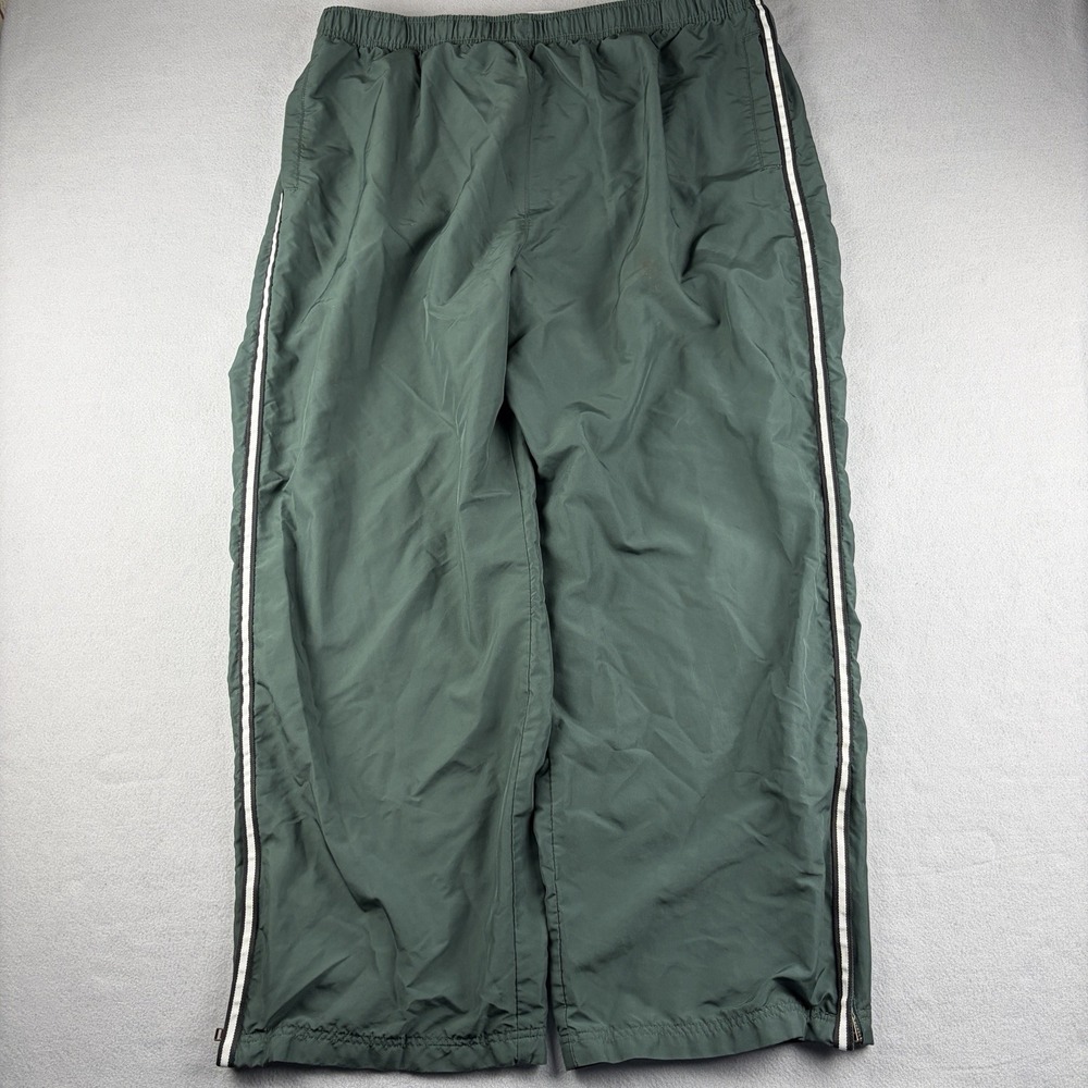 Vintage Y2K Old Navy Track Pants Men's XXL Green Wide Leg Side Stripe Zip